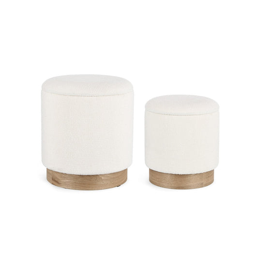 Pufes Zoya branco com arrumação, 2 uni.