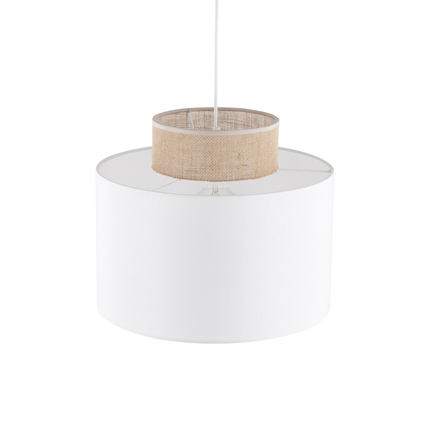 Candeeiro teto Duo Branco & Juta