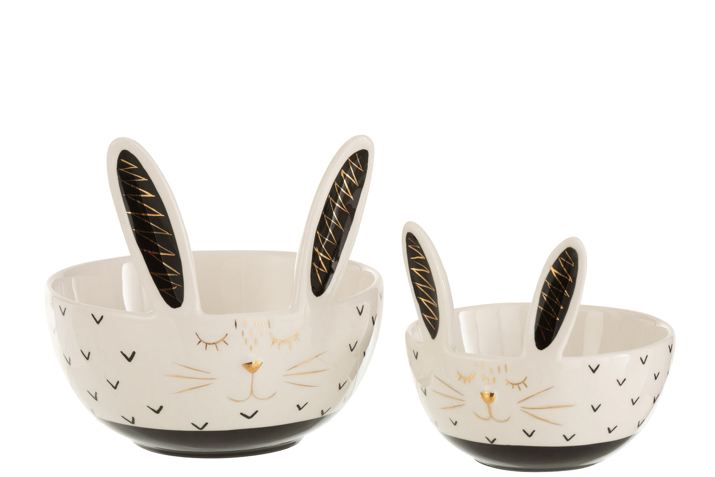 Taça Coelho cerâmica em branco e preto