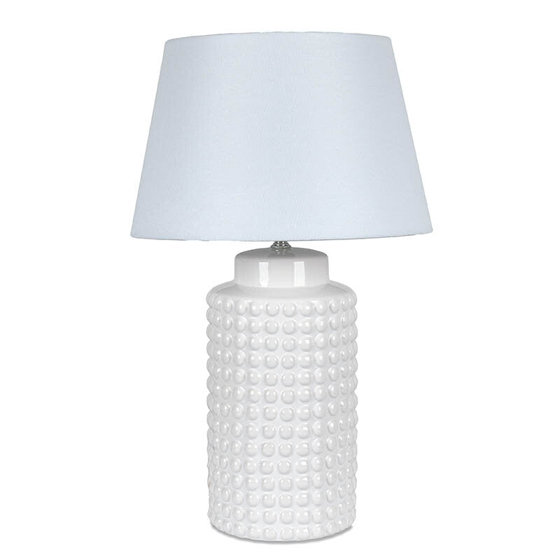 Weiße Keramik-Tischlampe mit Lampenschirm