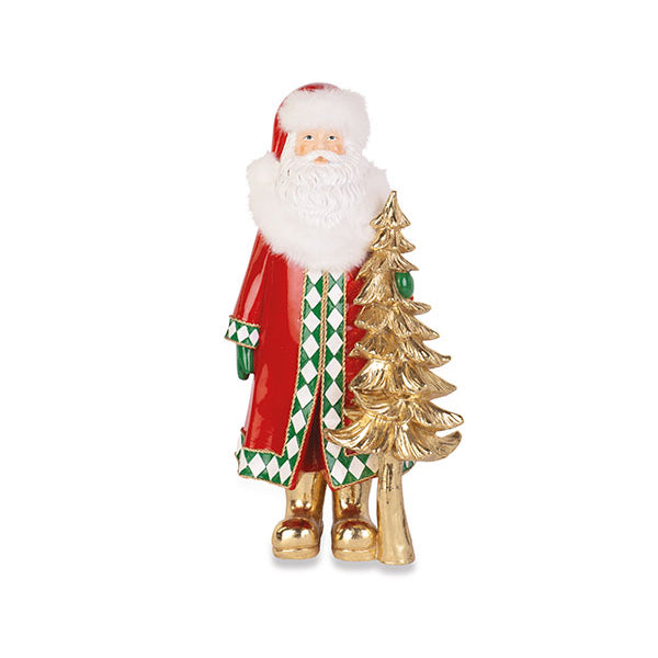 Pai Natal Xadrez Verde e vermelho 36cm