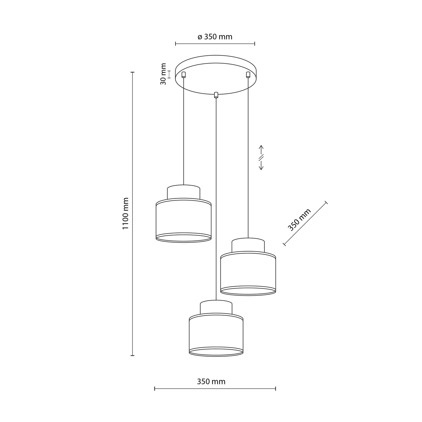 Candeeiro teto Duo Branco & Juta 3L