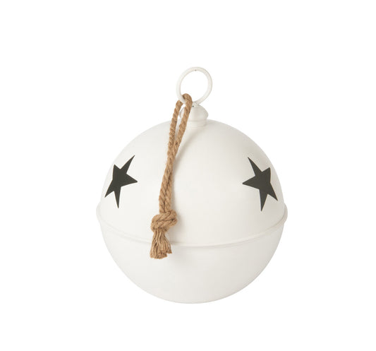 Bola de Natal XL em metal branco e guizo interior