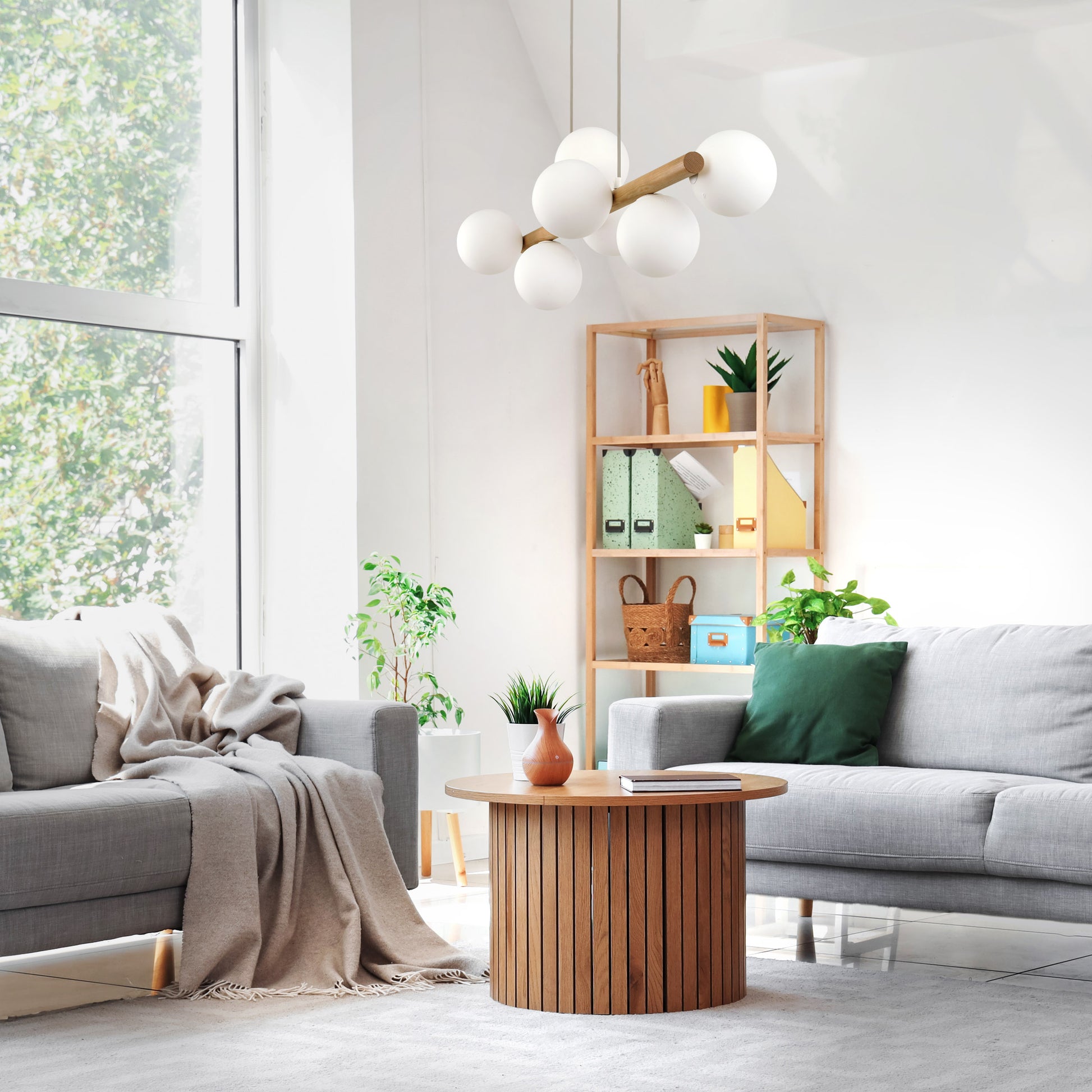 Candeeiro teto Estera Madeira 7L | Estilo moderno natural