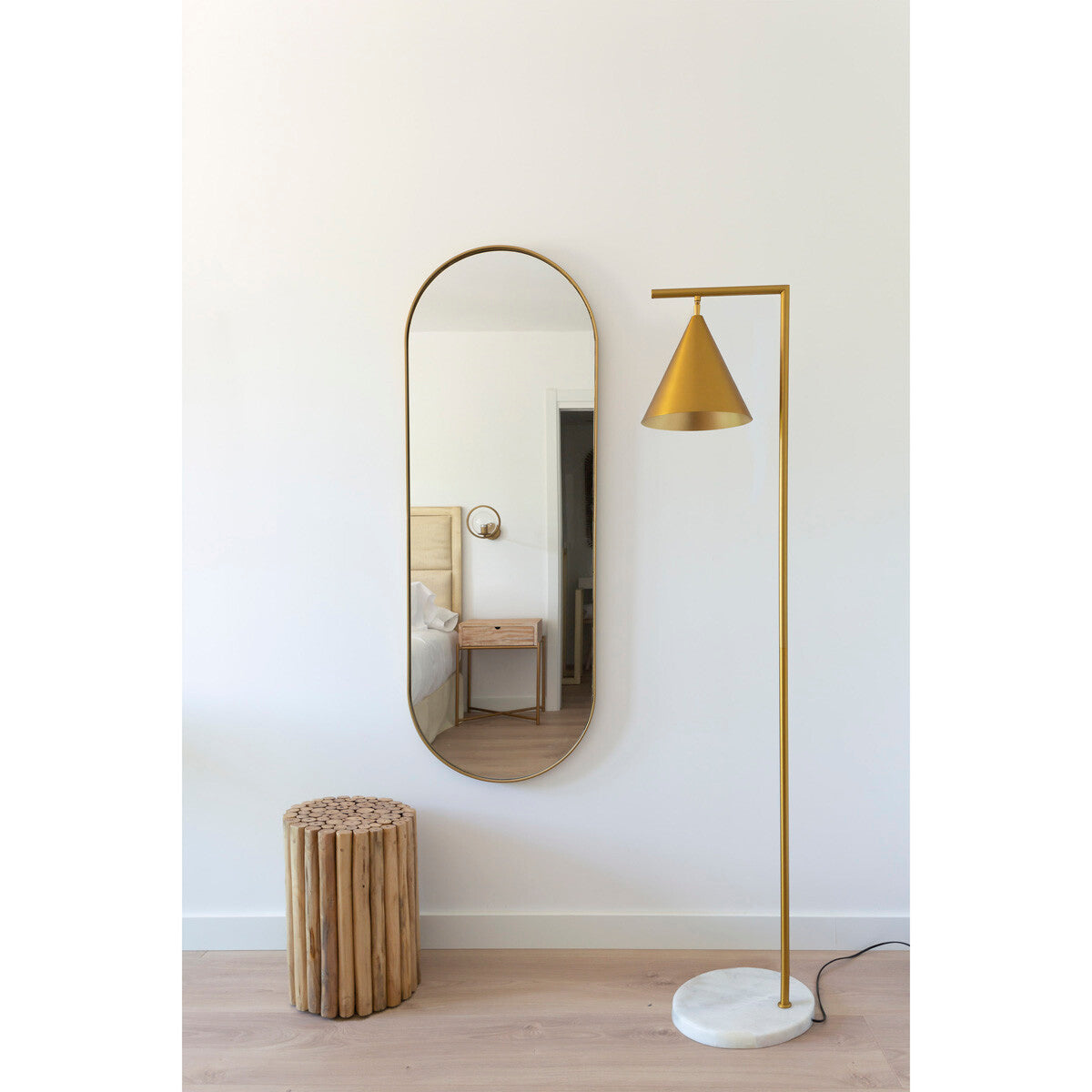 Stiletto-Stehlampe aus goldenem und weißem Marmor