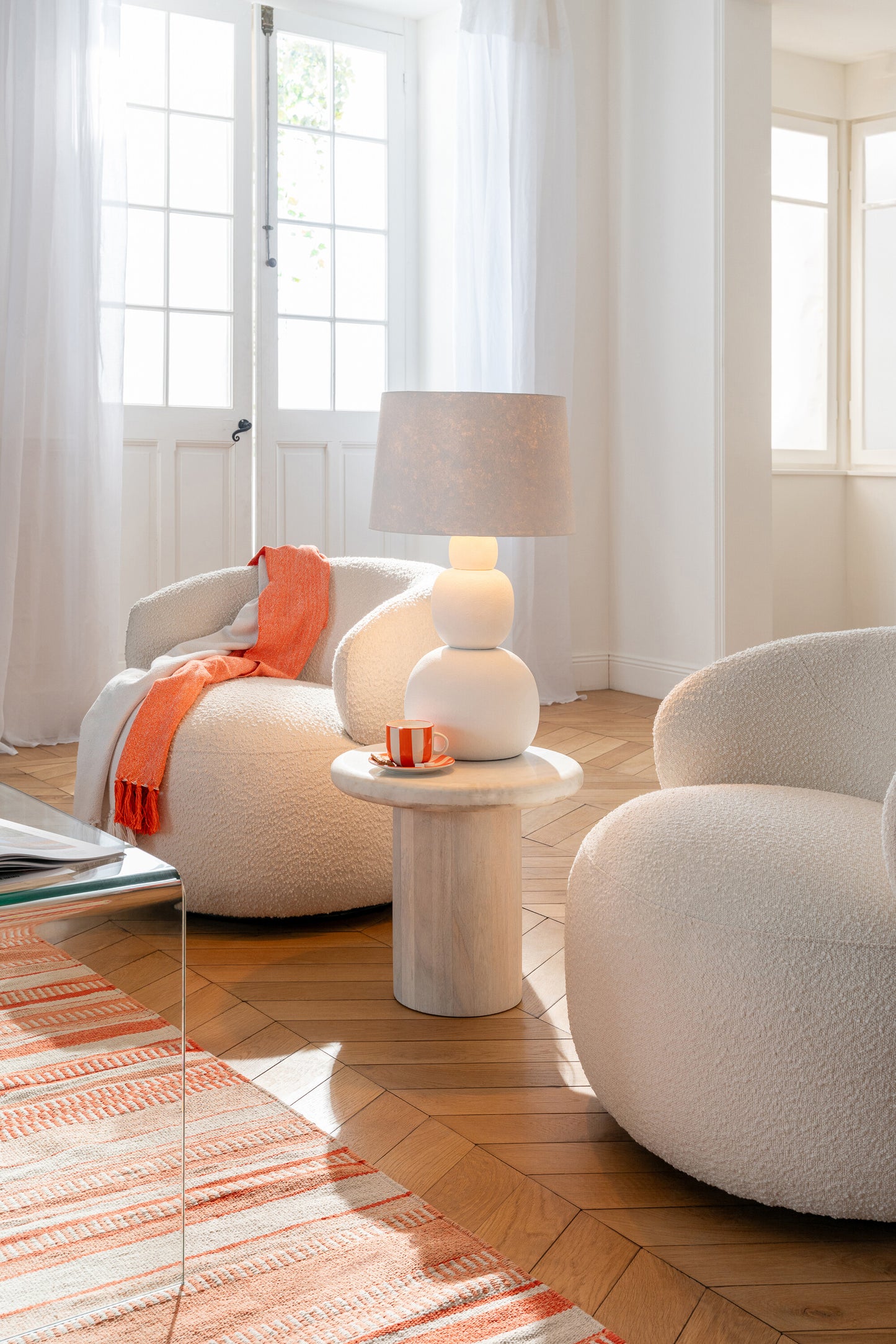 Candeeiro de Mesa Renee cerâmica branco grande