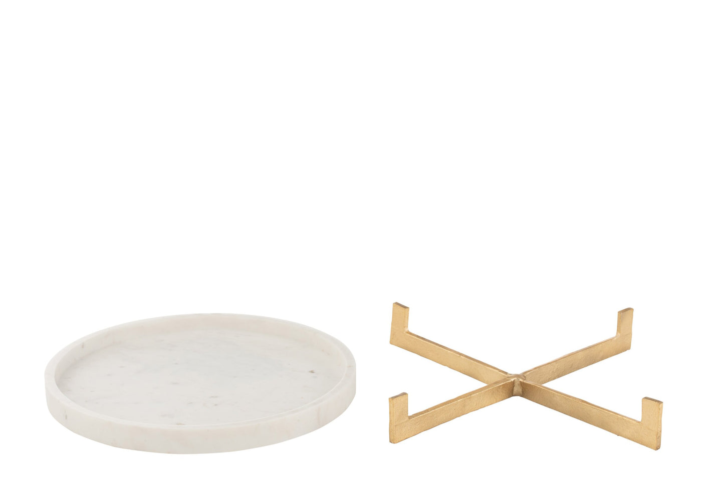 Bandeja em mármore branco e dourado 43 cm