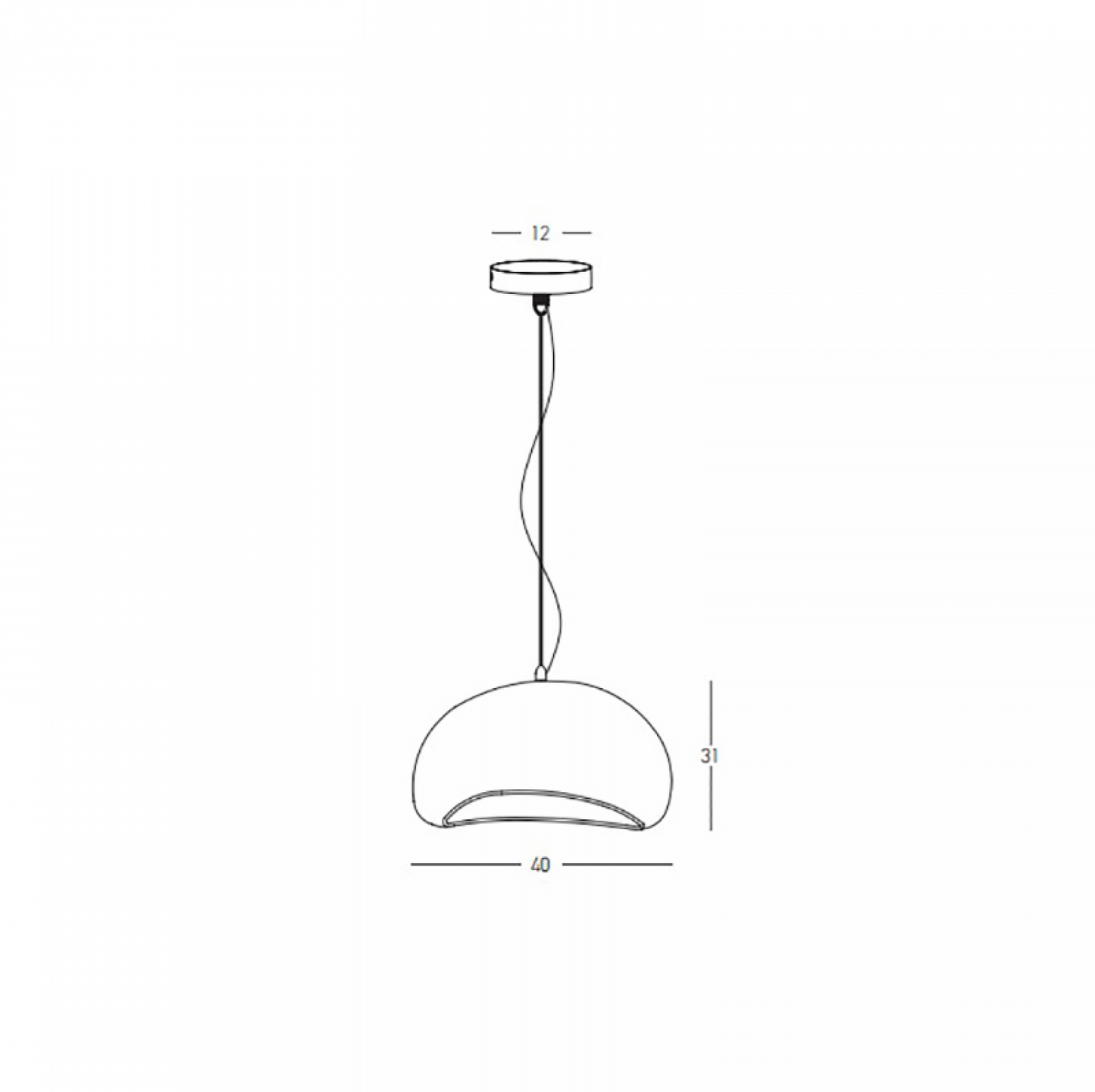 Candeeiro de teto Fiberglass 40cm