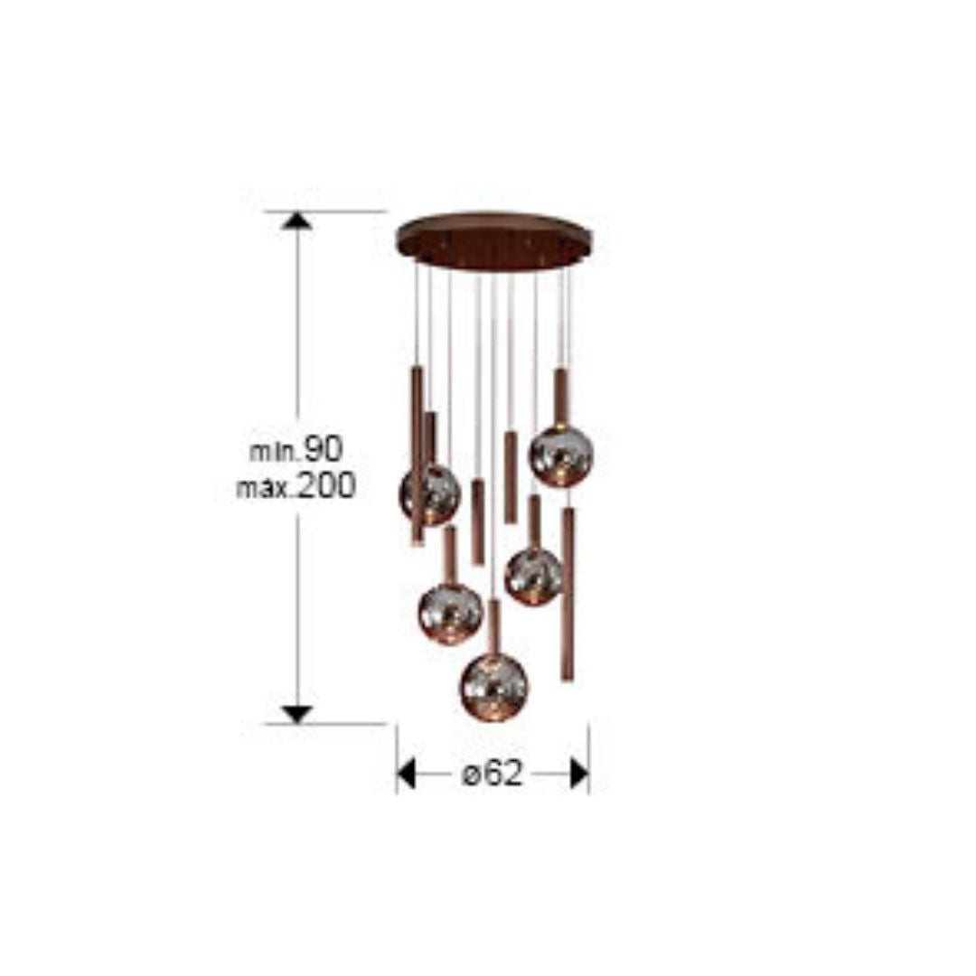 Candeiro teto Sapore 9L Castanho e bronze