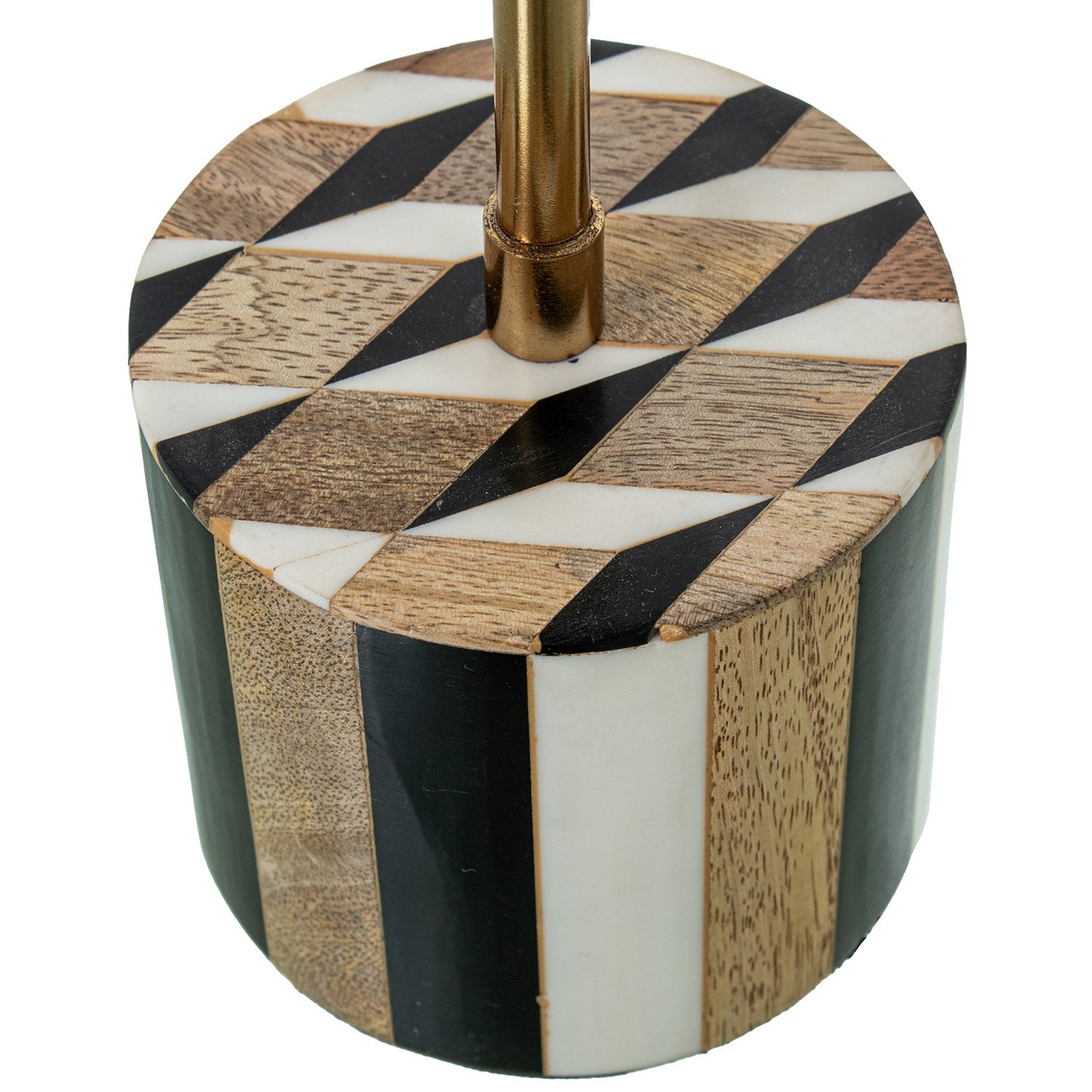 Castiçais Chevron madeira e dourado, 2 uni.