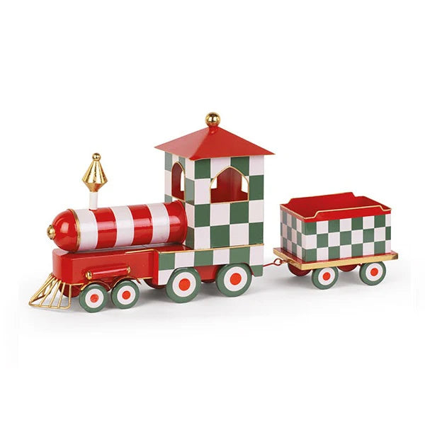 Comboio de Natal Xadrez verde e vermelho 62cm