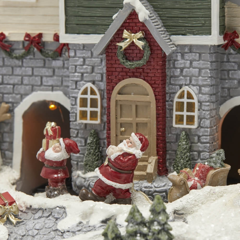 Diorama Cottage Iluminada de Natal Movimento Música e Luz