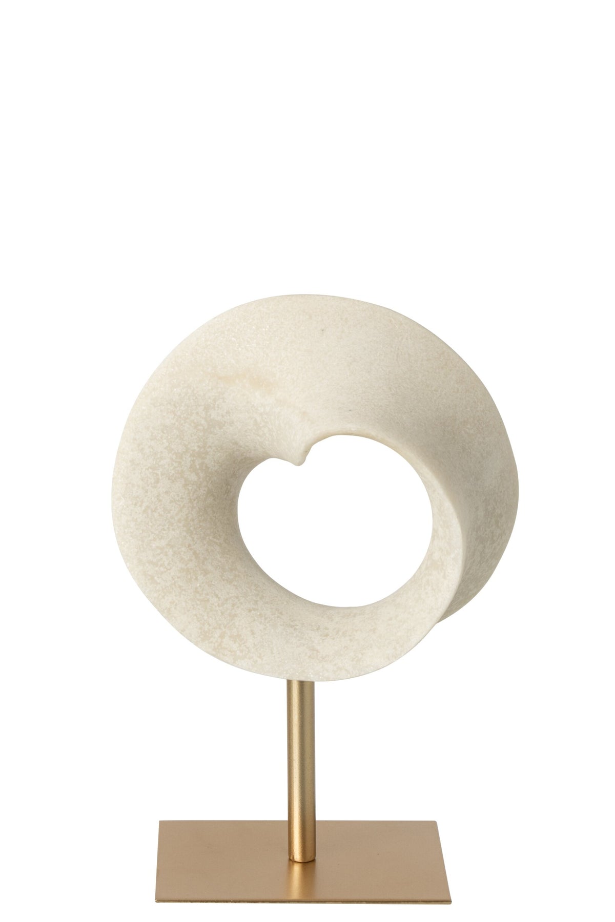 Escultura decoração abstrata em resina branco e dourado