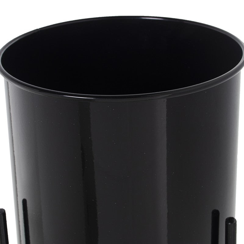 Floreira em preto metal com pé alto, 3 uni.