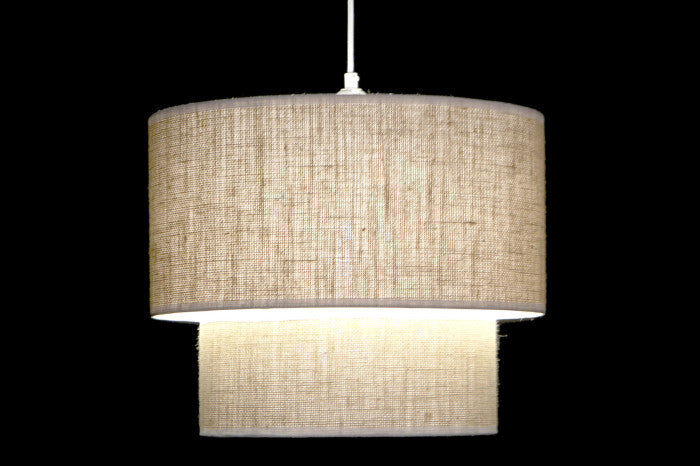 Candeeiro teto Wayan branco e juta