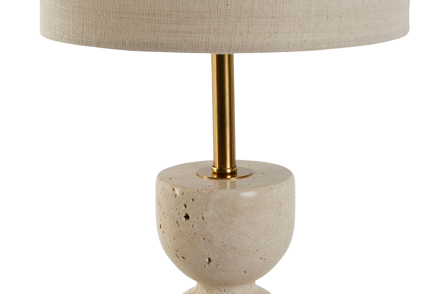 Candeeiro de mesa Mármore Travertino Bege com Abajur Linho