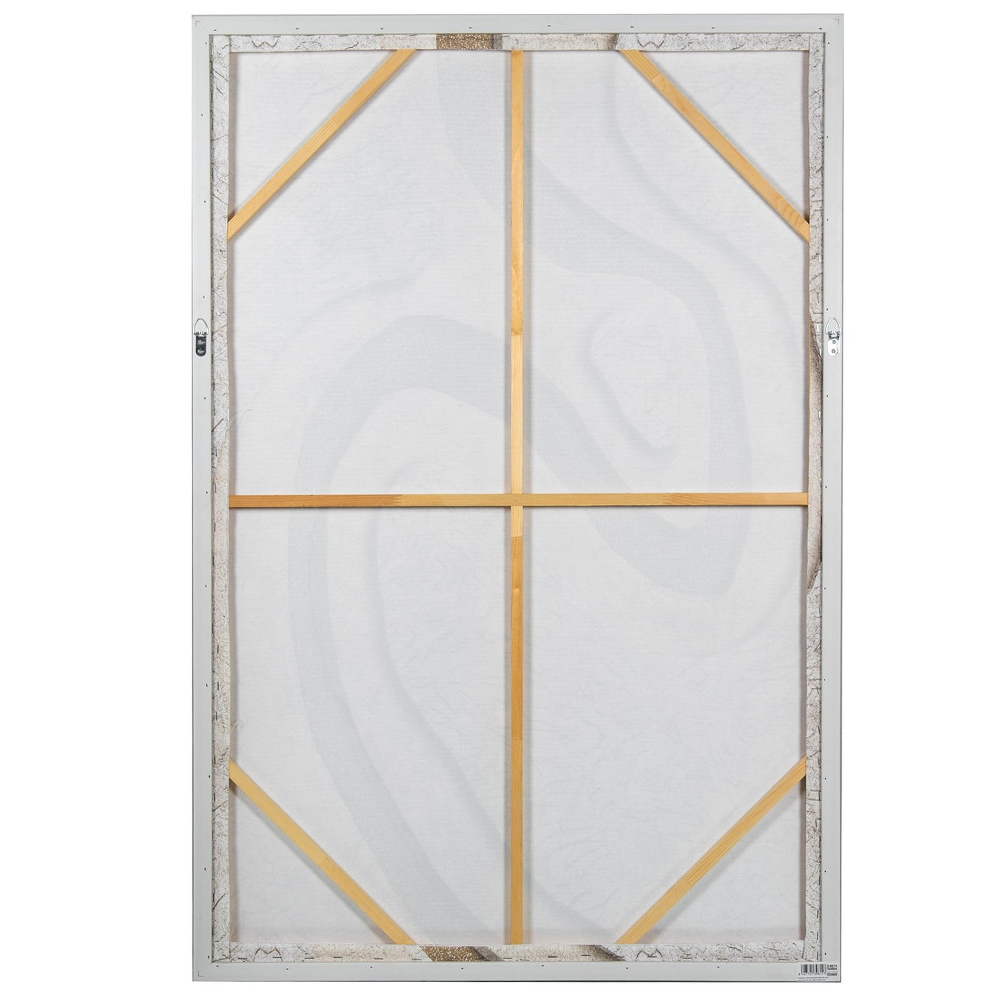 Quadro texturado branco e areia com moldura em madeira 80x120 cm