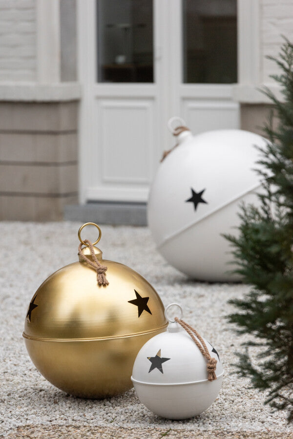 Bola de Natal XL em metal branco e guizo interior