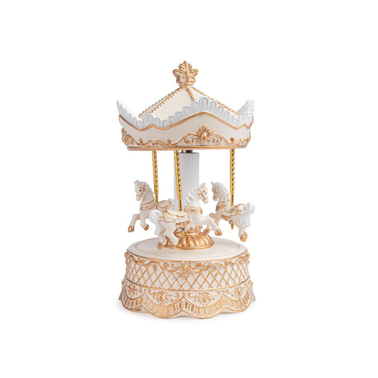 Carrossel de Natal bege e dourado