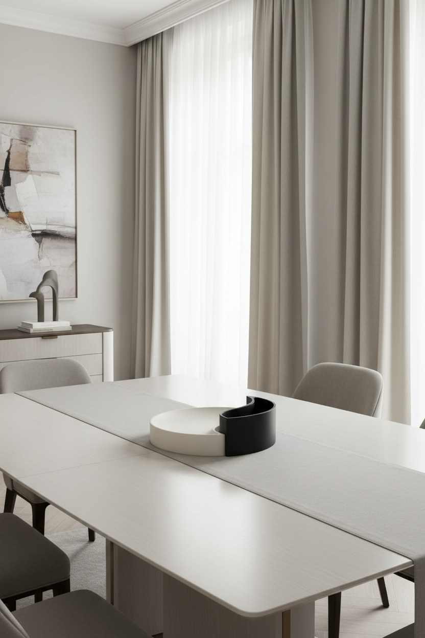 Centro de mesa moderno sozinho na mesa