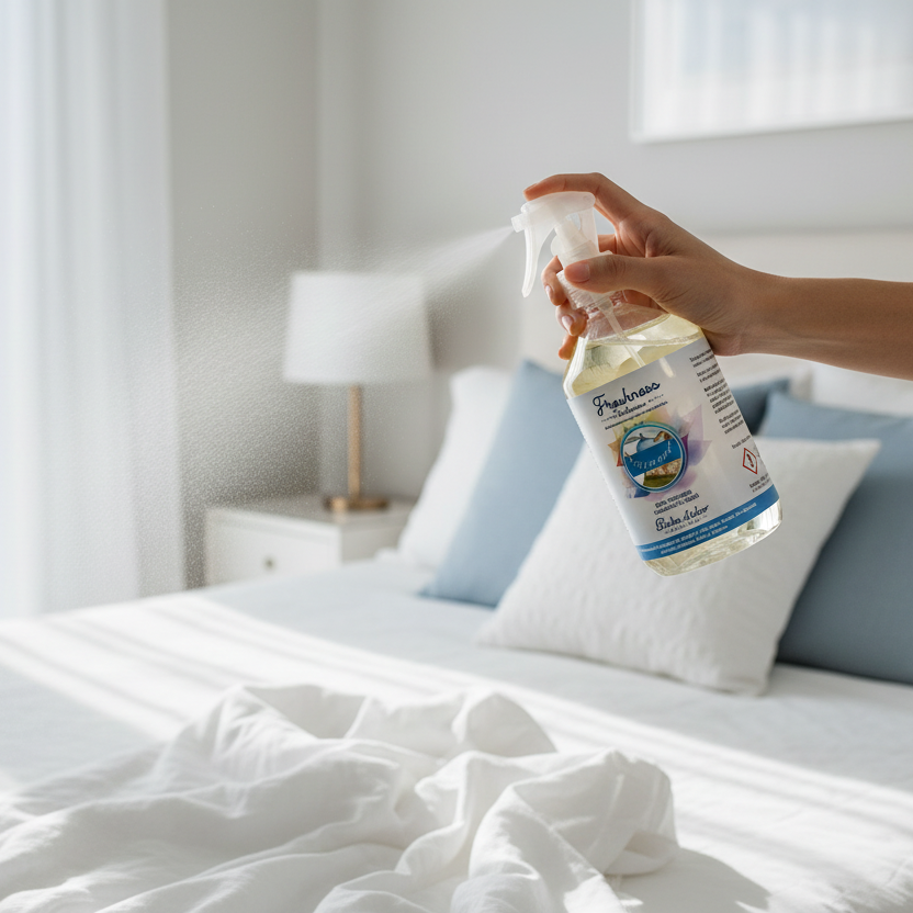 Cotonet spray em utilização em casa