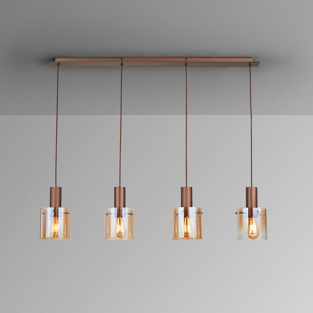 Candeeiro teto Venize cobre âmbar 4L