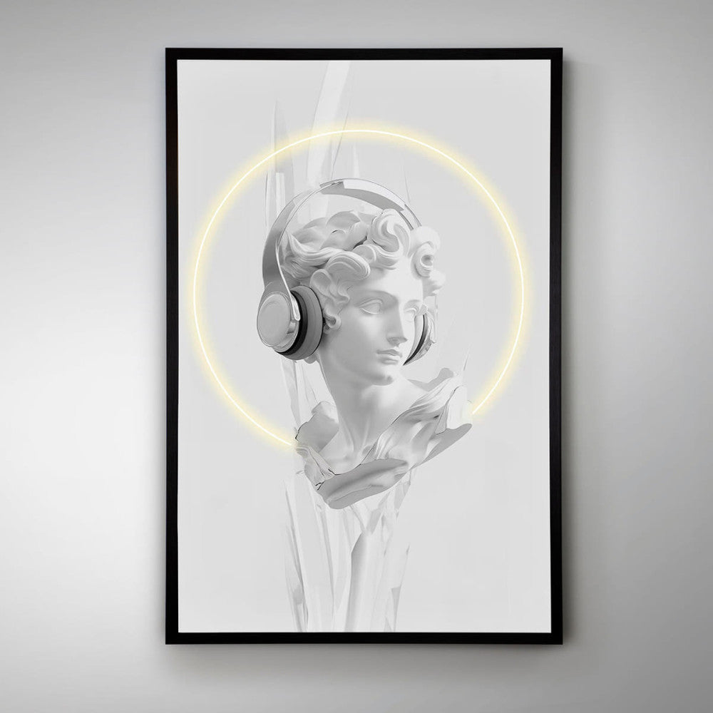 Quadro Busto Branco com Luz LED 120×80 cm