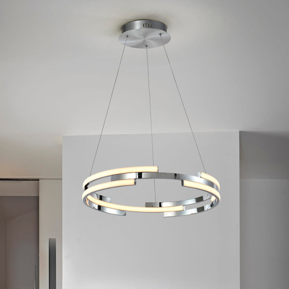 Candeeiro teto Ciclos prateado | LED moderno com acabamento cromado