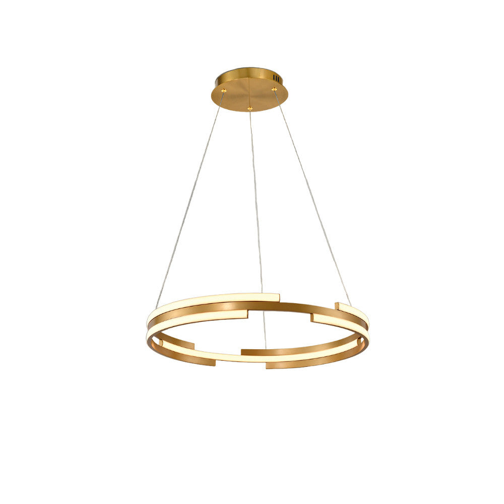 Candeeiro teto Ciclos dourado com luz LED integrada.