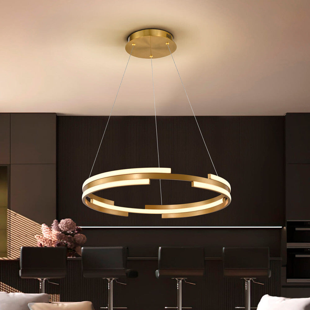 Candeeiro teto Ciclos dourado | Luz LED moderna e elegante