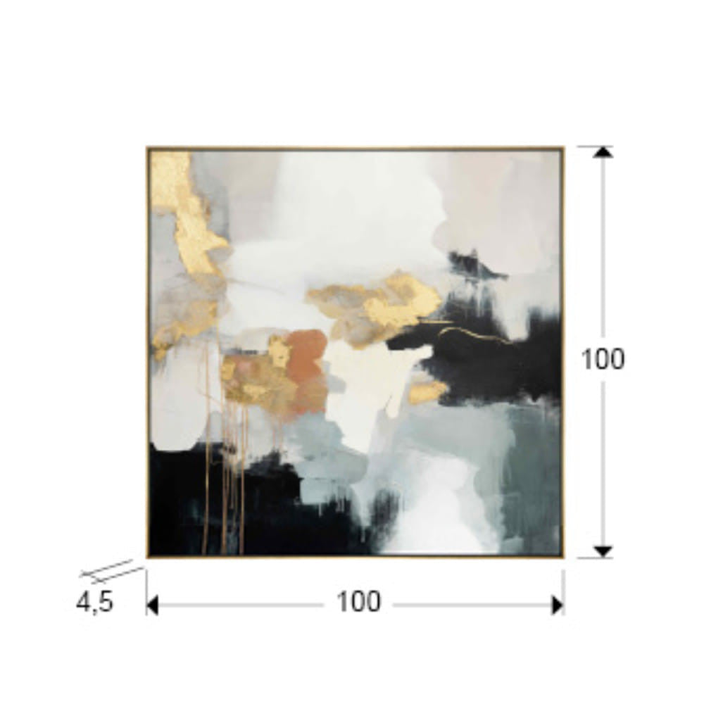 Quadro Expresion em Acrílico com Detalhes Dourados 100x100 cm