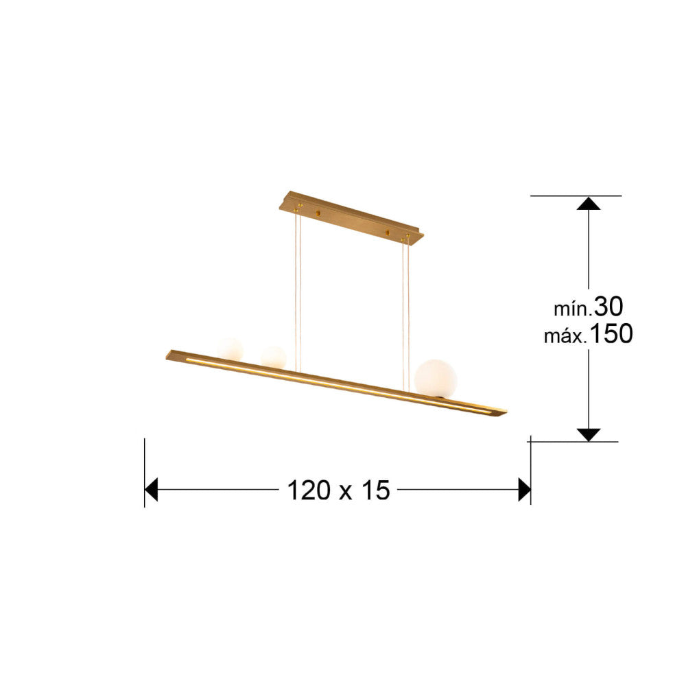 Candeeiro Teto Mila dourado 3L