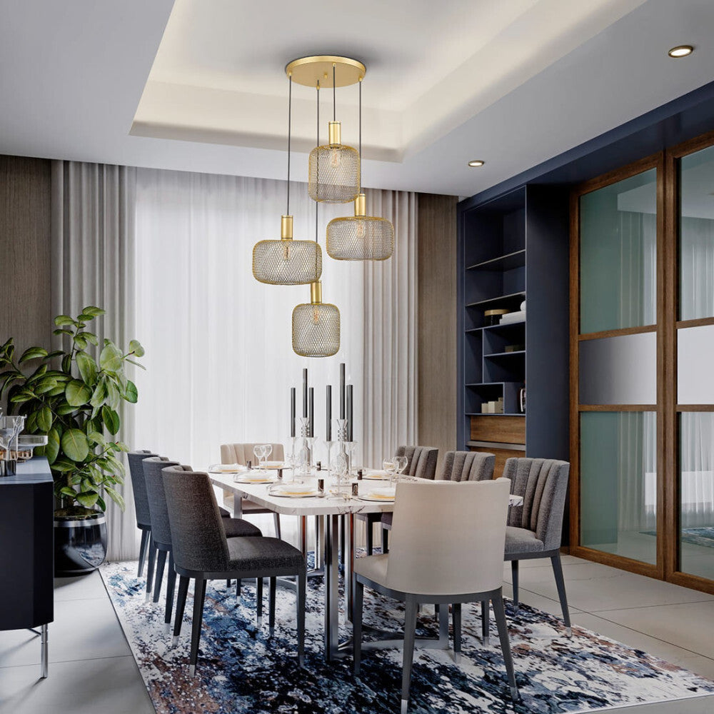 Candeeiro teto Osiris dourado 4L com design elegante e luxuoso