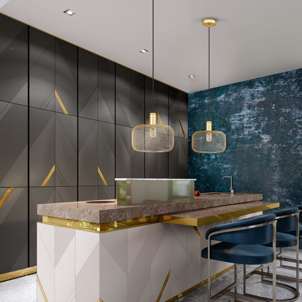 Candeeiro teto Osiris dourado | Juve2