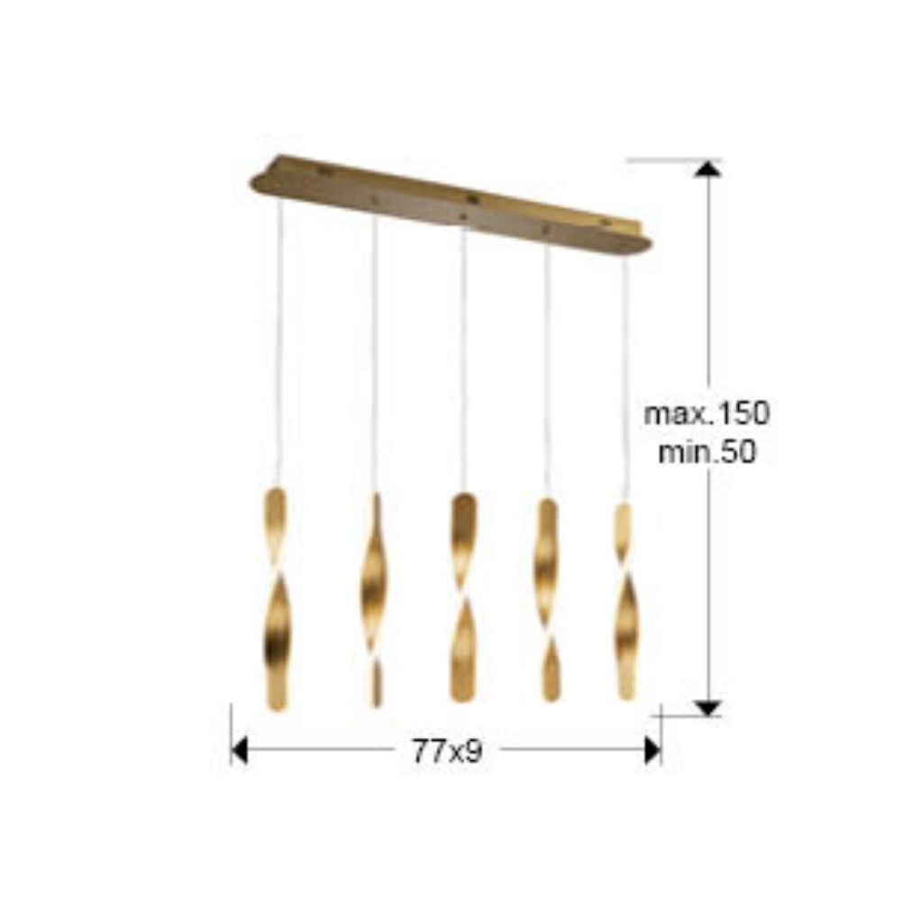 Candeeiro de teto Twist 5L dourado