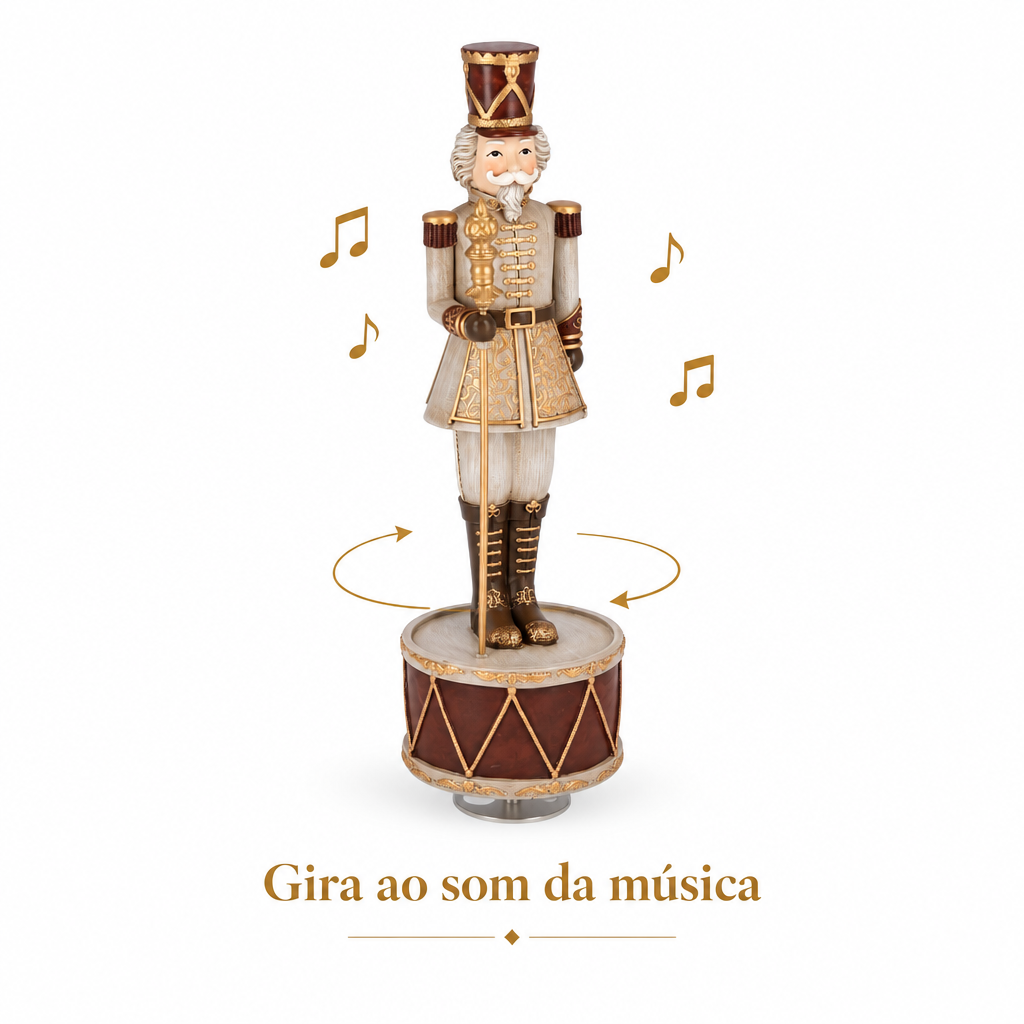 Soldadinho Musical Edwin com indicação de rotação ao som da música