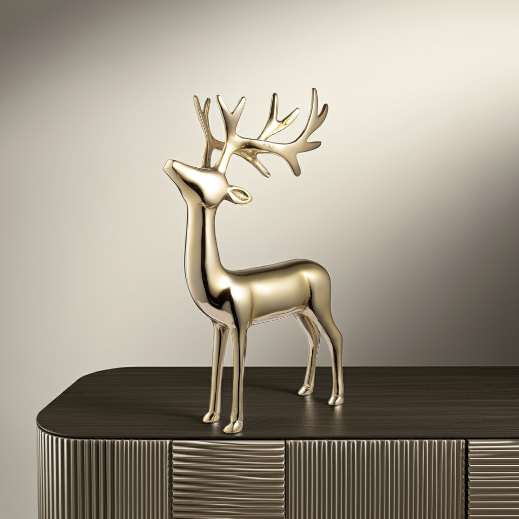 Escultura Rena Glower em pé dourada