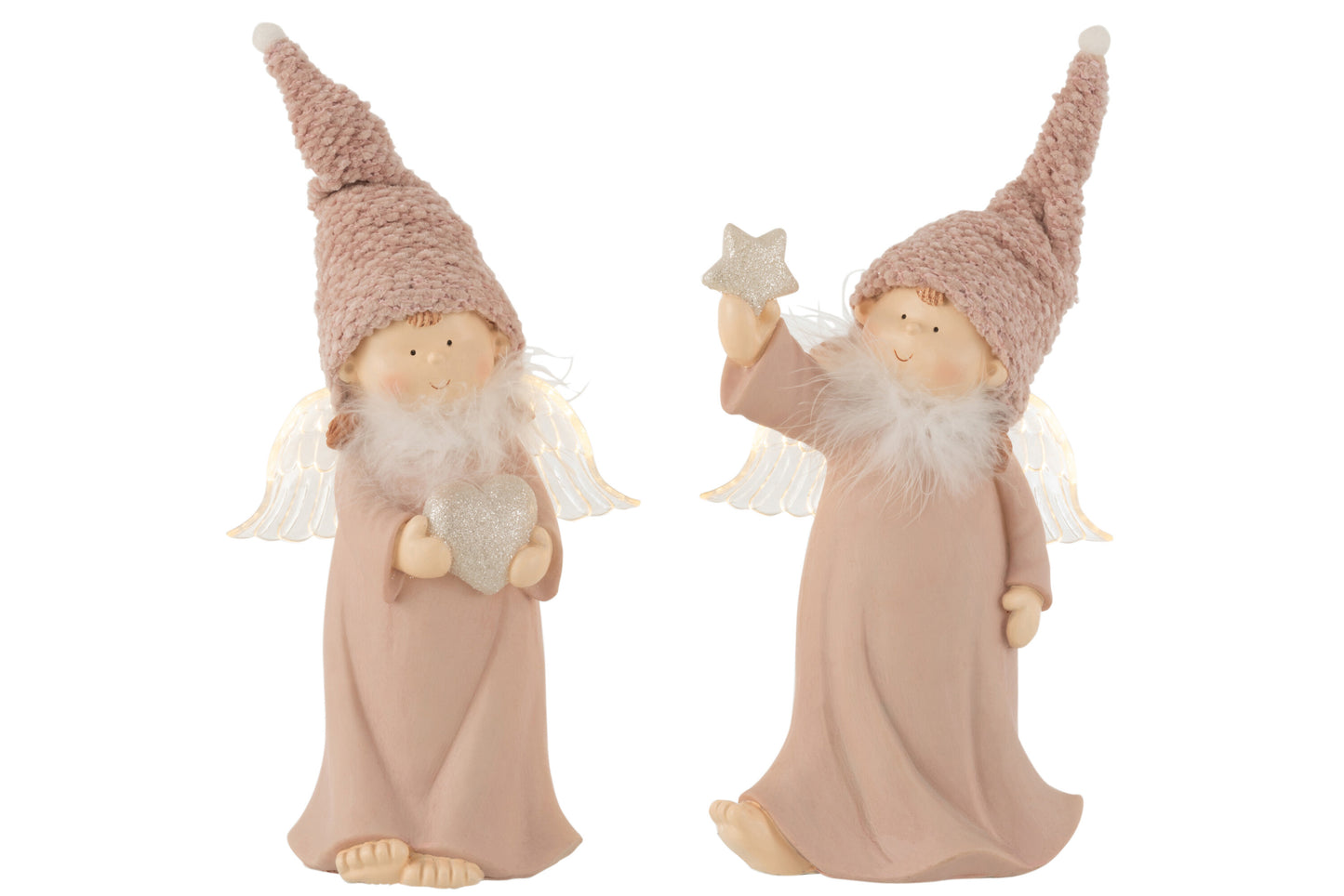 Anjo rosa em resina com luz