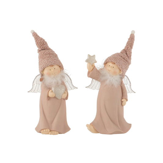 Anjo rosa em resina com luz