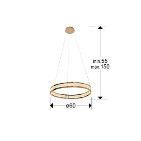 Candeeiro teto Lorian dourado ø60cm