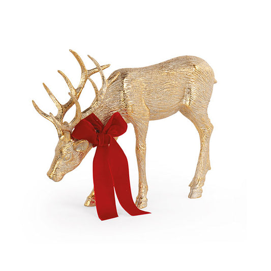 Rena dourada com laços bordeaux e/ou verde