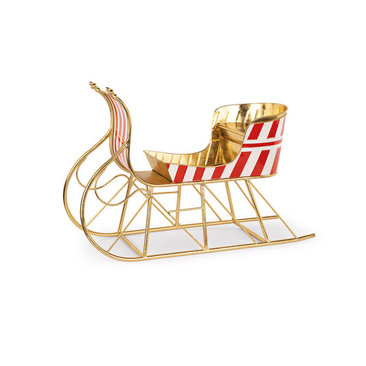 Trenó Dourado com Riscas Vermelhas e Brancas