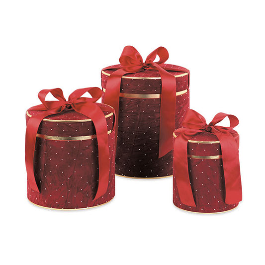 Caixas de veludo bordeaux, 3 uni.