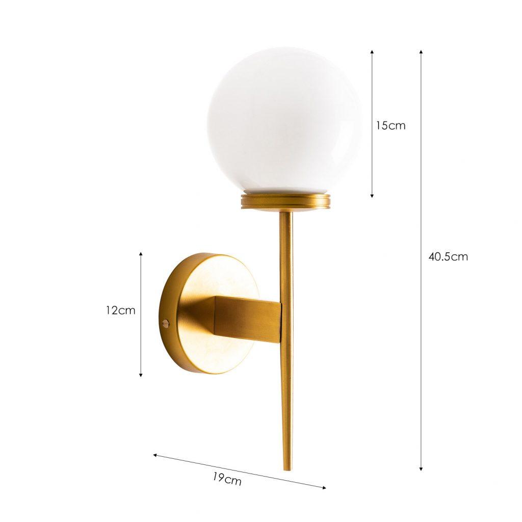 Candeeiro de parede Bola Art Déco Dourado