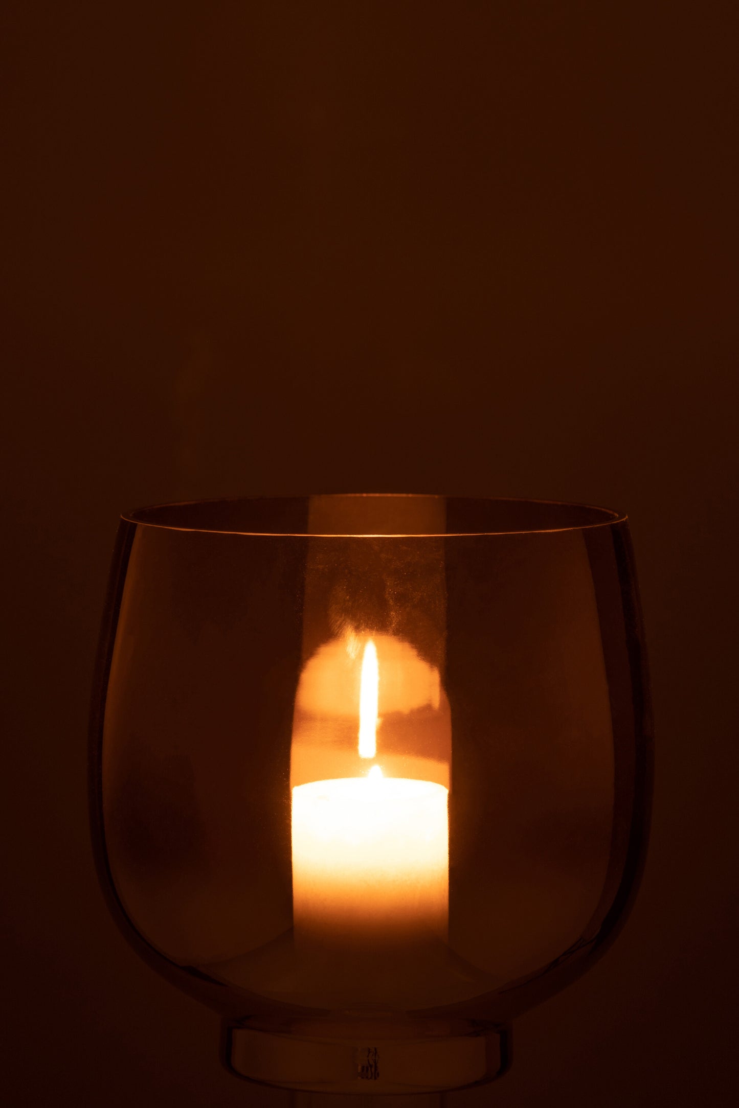 Castiçal Redondo Vidro Cinza Fumado e prateado