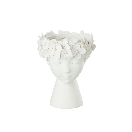 Vaso Rosto de Flores Branco