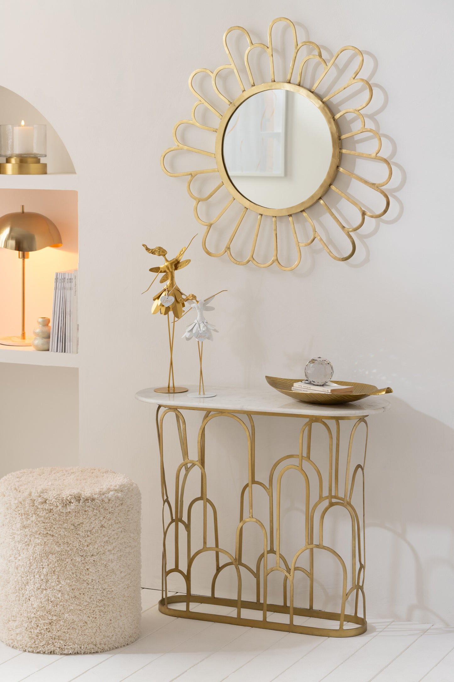Candeeiro mesa Kilu dourado e mármore
