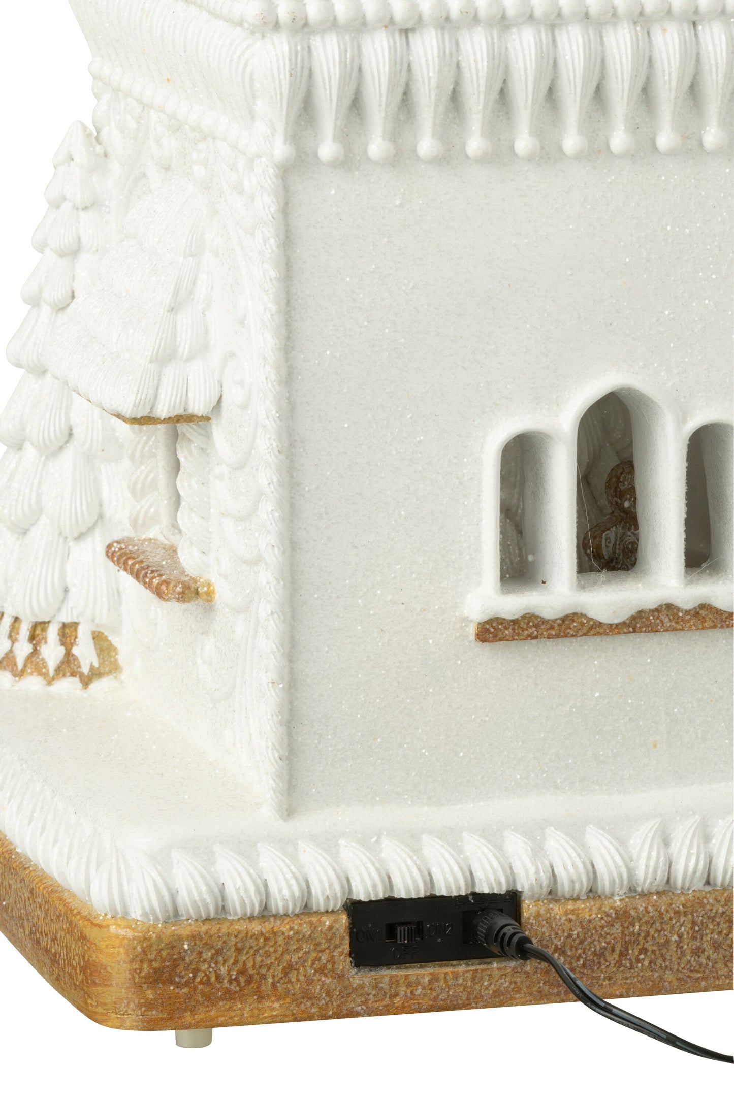 Casa de Natal Gingerbread com Pai Natal e Luz LED