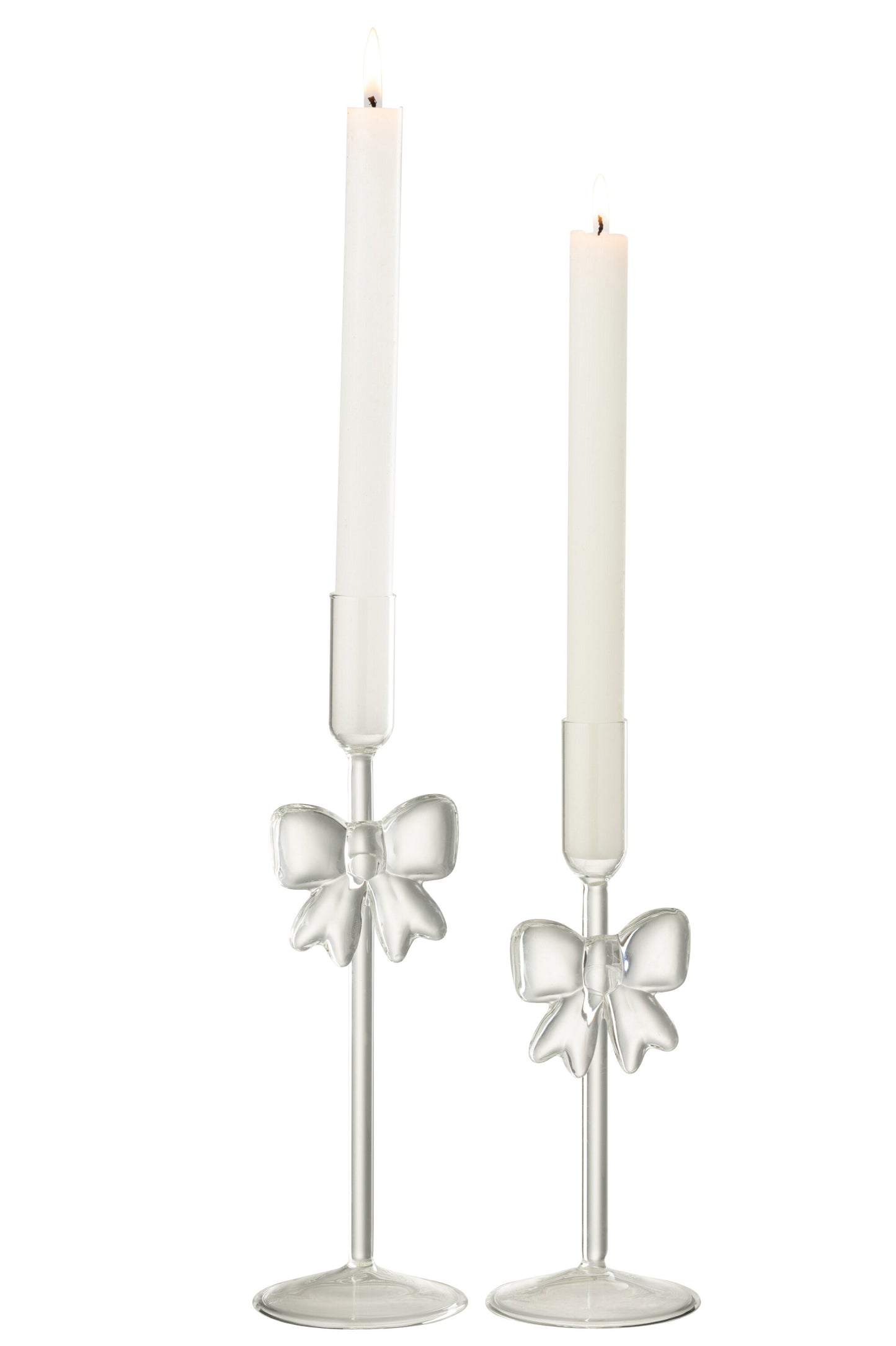 Castiçais Laço em Vidro transparente, 2 uni.