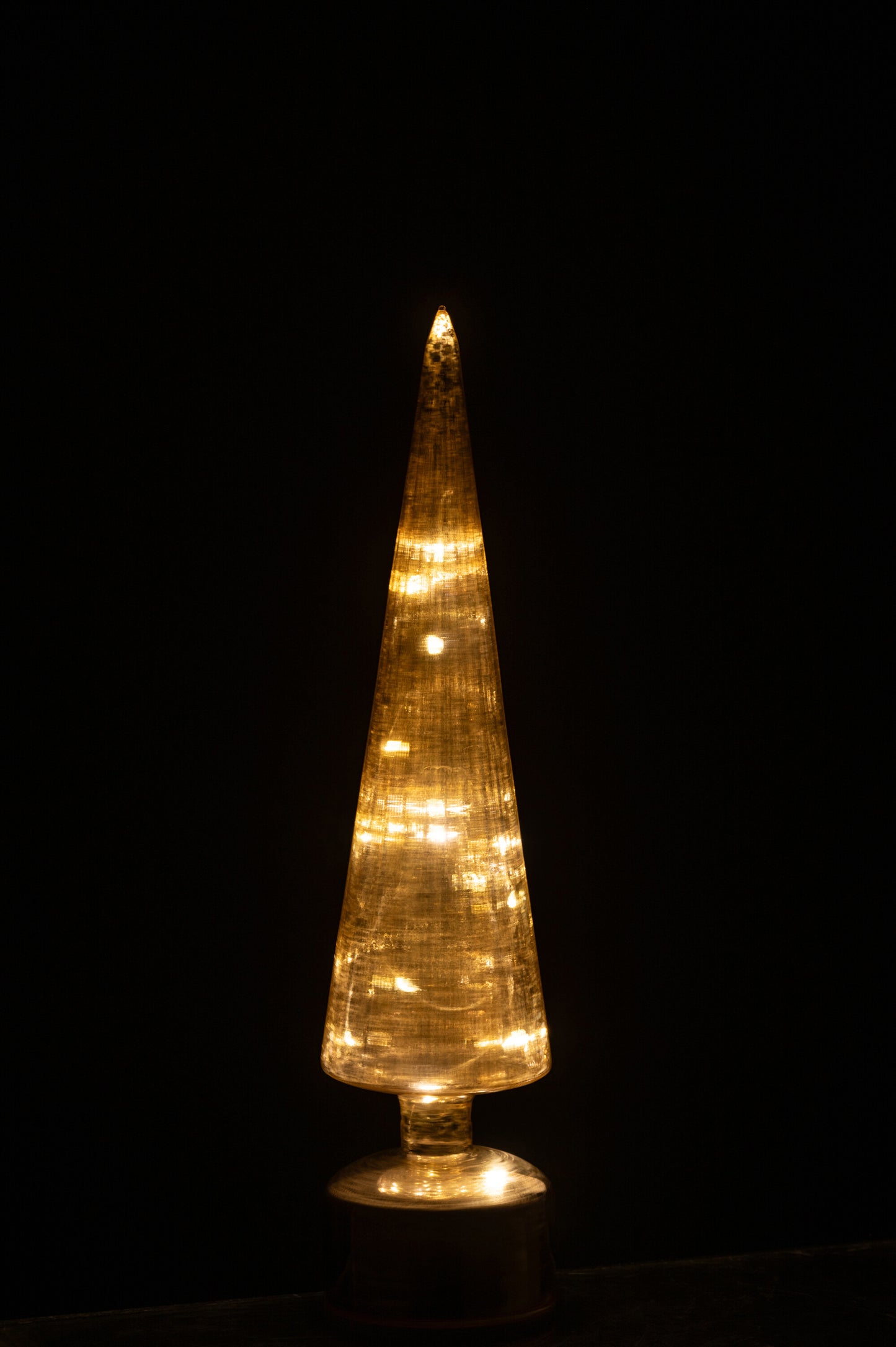 Árvore de Natal LED Giratória em Vidro Dourado